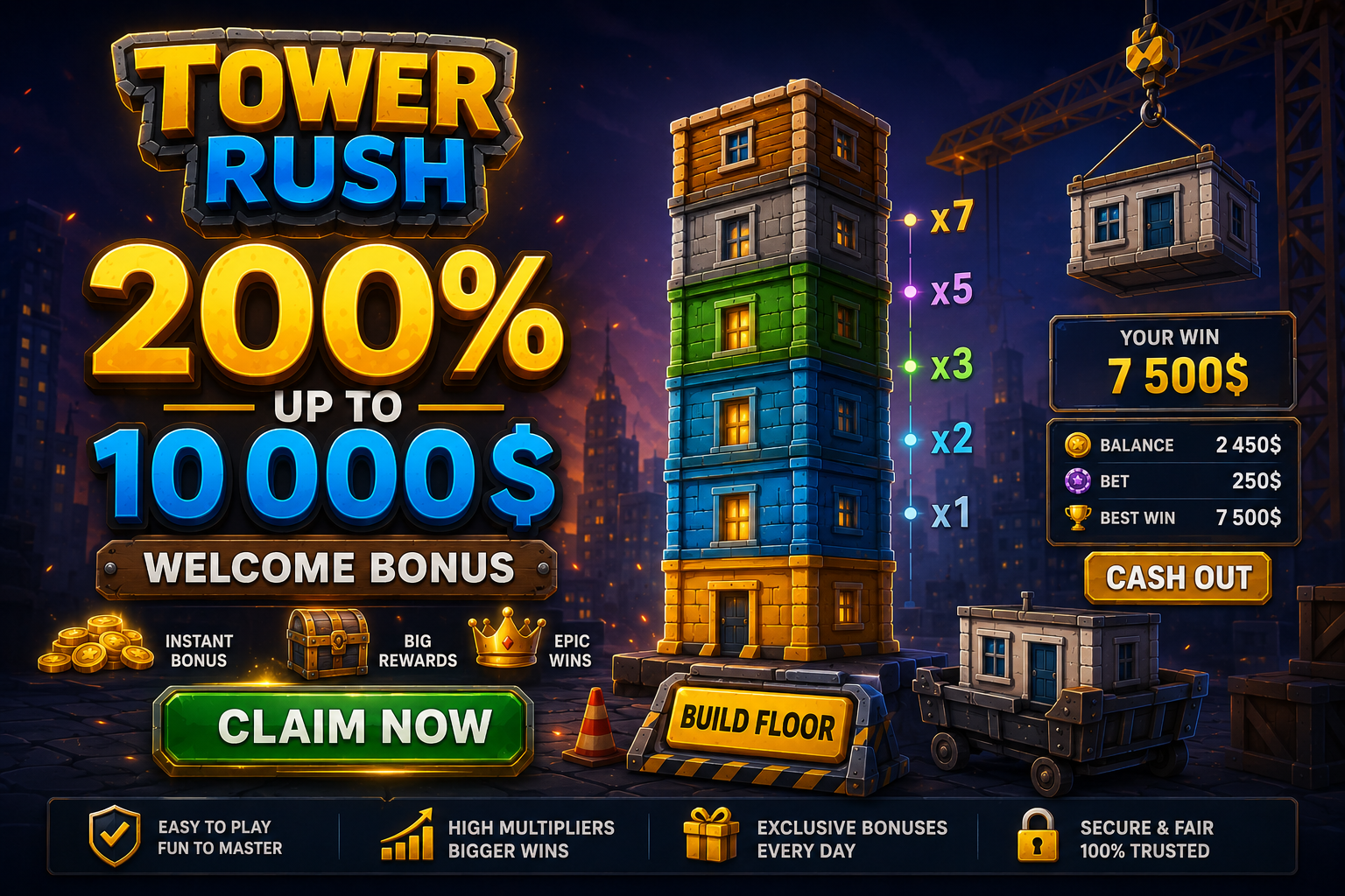 Tower Rush game welcome bonus in Pakistan